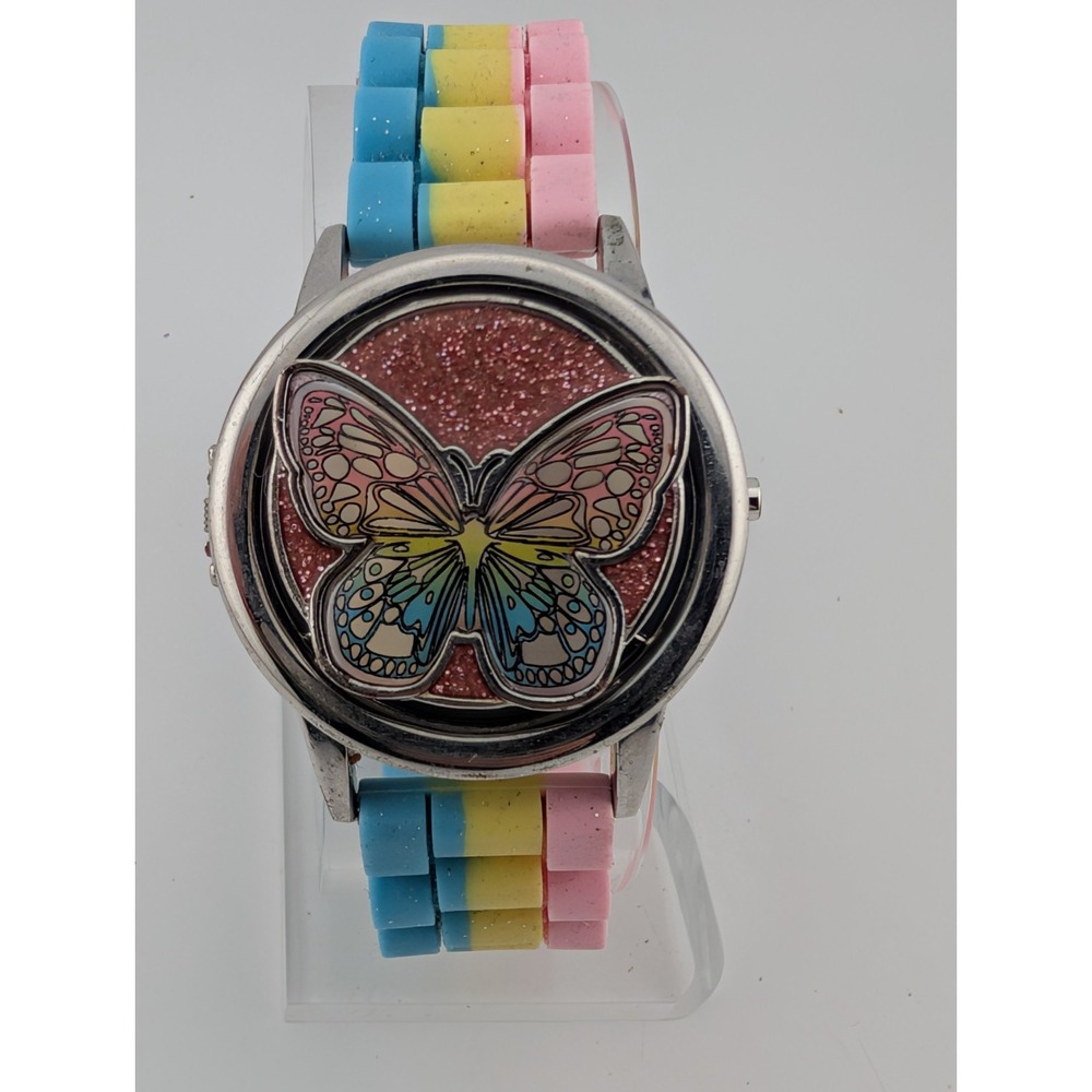Accutime Butterfly Spinner Digital Kids Watch Colorful Silicone Band New Battery